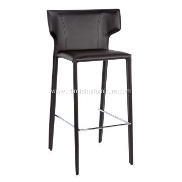 Italian minimalist saddle leather armrest bar stool